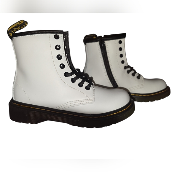 Dr. Martens White Leather Boots For Kids Size 12